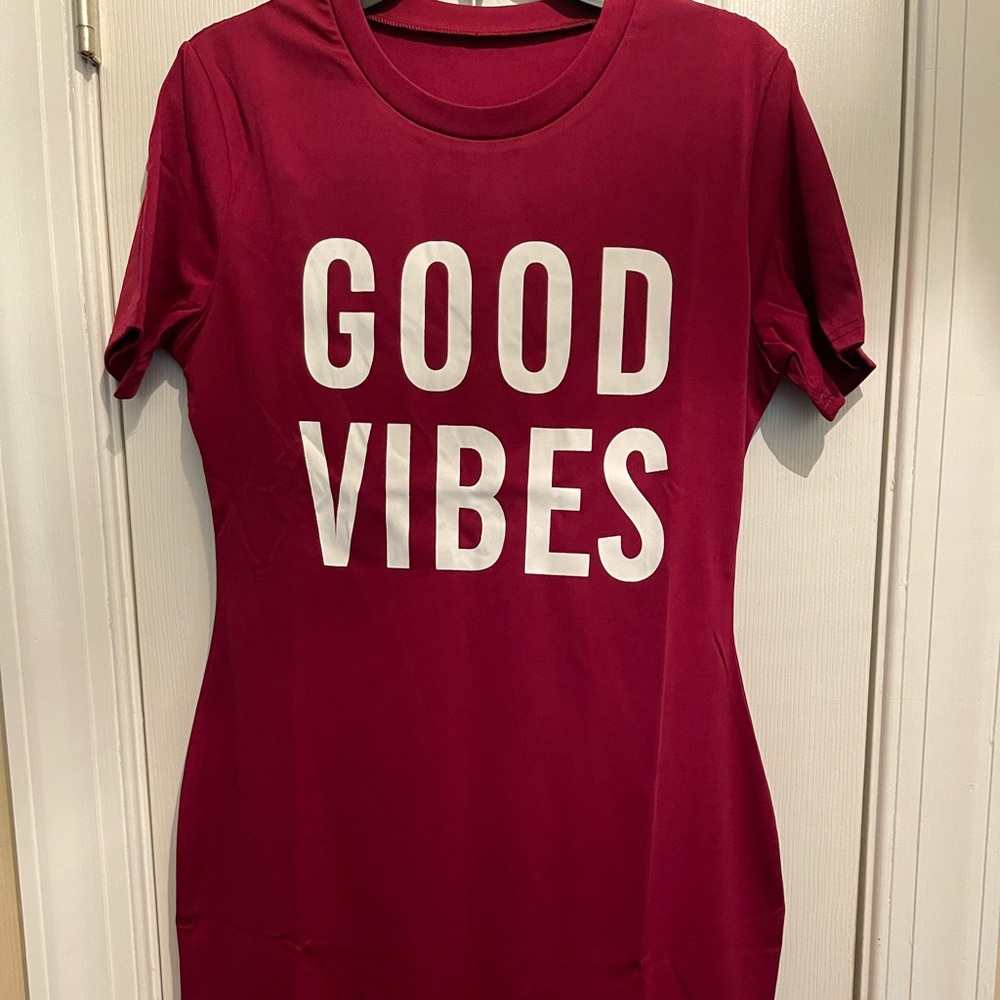 Slim burgundy women t-shirt dress